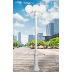 GIGIBISSO G250 LAMPIONE CON 3 DIFFUSORI A GLOBO D25CM IN RESINA BIANCA ALTEZZA 205 CM IP55