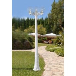 GIGIBISSO G250 LAMPIONE CON 3 DIFFUSORI A GLOBO D25CM IN RESINA BIANCA ALTEZZA 205 CM IP55 2
