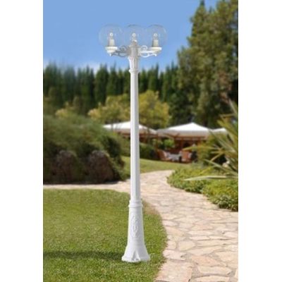 GIGIBISSO G250 LAMPIONE CON 3 DIFFUSORI A GLOBO D25CM IN RESINA BIANCA ALTEZZA 205 CM IP55