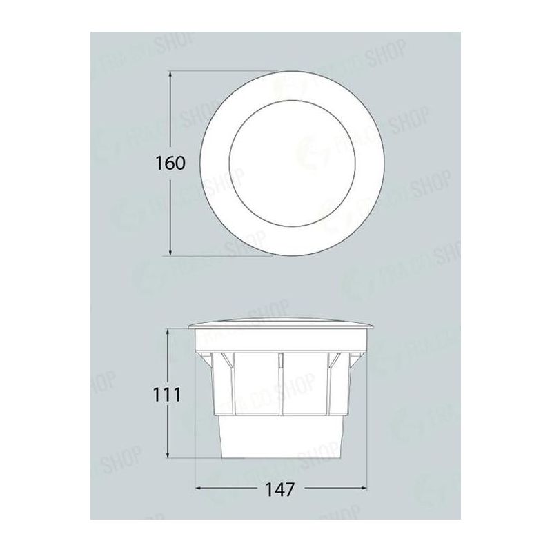 CECI 160 INCASSO CARRABILE IN RESINA GRIGIA O NERA IP67 CON LAMPADINA LED SOSTITUIBILE