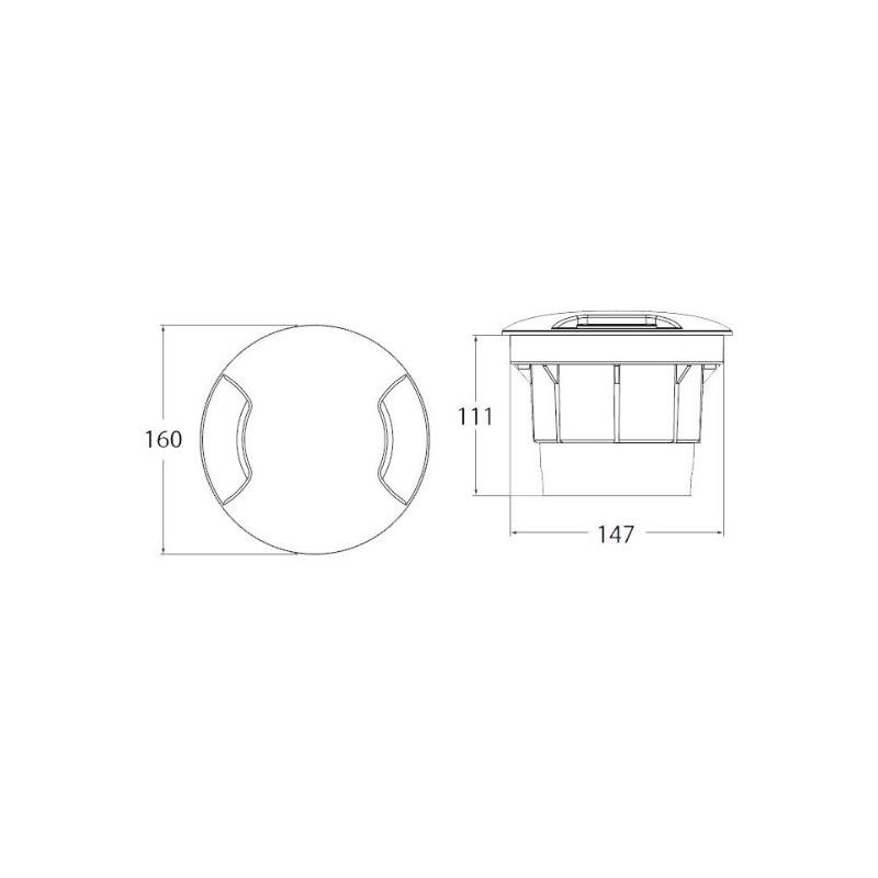 CECI 160 DUE TAGLI INCASSO CARRABILE IN RESINA NERA IP67 CON LAMPADINA LED SOSTITUIBILE