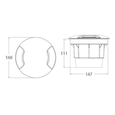 CECI 160 DUE TAGLI INCASSO CARRABILE IN RESINA NERA IP67 CON LAMPADINA LED SOSTITUIBILE