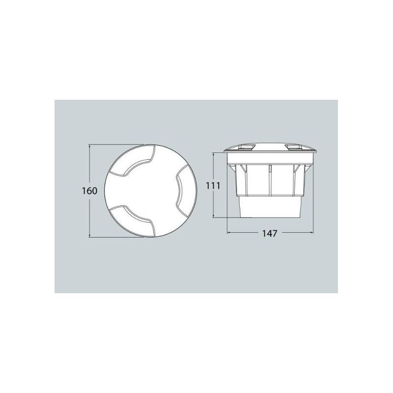 CECI 160 TRE TAGLI INCASSO CARRABILE IN RESINA NERA IP67 CON LAMPADINA LED SOSTITUIBILE