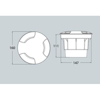 CECI 160 TRE TAGLI INCASSO CARRABILE IN RESINA NERA IP67 CON LAMPADINA LED SOSTITUIBILE