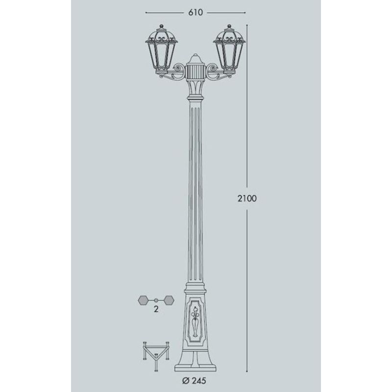GIGI BISSO SABA LAMPIONE 2 LUCI H210 CM IP55 IN RESINA BIANCA O NERA ANTI SALSEDINE CLASSICO
