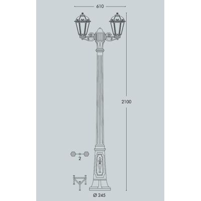 GIGI BISSO SABA LAMPIONE 2 LUCI H210 CM IP55 IN RESINA BIANCA O NERA ANTI SALSEDINE CLASSICO