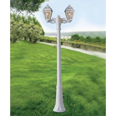 GIGI BISSO SABA LAMPIONE 2 LUCI H210 CM IP55 IN RESINA BIANCA O NERA ANTI SALSEDINE CLASSICO