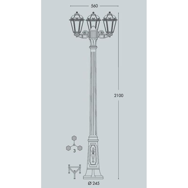 GIGI BISSO SABA LAMPIONE 3 LUCI H210 CM IP55 IN RESINA BIANCA O NERA ANTI SALSEDINE CLASSICO