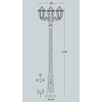 GIGI BISSO SABA LAMPIONE 3 LUCI H210 CM IP55 IN RESINA BIANCA O NERA ANTI SALSEDINE CLASSICO