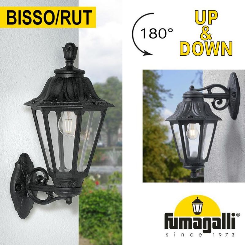 BISSO RUT APPLIQUE UP & DOWN IP55 IN RESINA  NERA ANTI CORROSIONE FUMAGALLI MADE IN ITALY