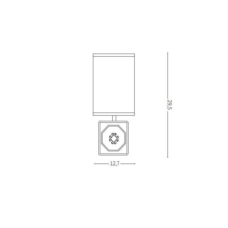 LAMPADA DA TAVOLO QUADRATA IN CERAMICA CON DECORI E PARALUME IN PVC RIVESTITO IN TESSUTO CRISTALENSI - Cristalensi Shop Online