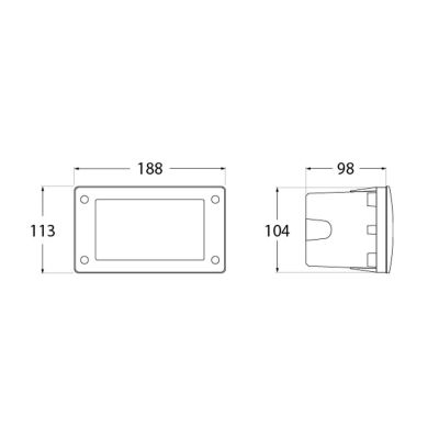 LETI 200 HS FARETTO RETTANGOLARE DA INCASSO IP66 IN RESINA BIANCA,GRIGIA O NERA MADE IN ITALY