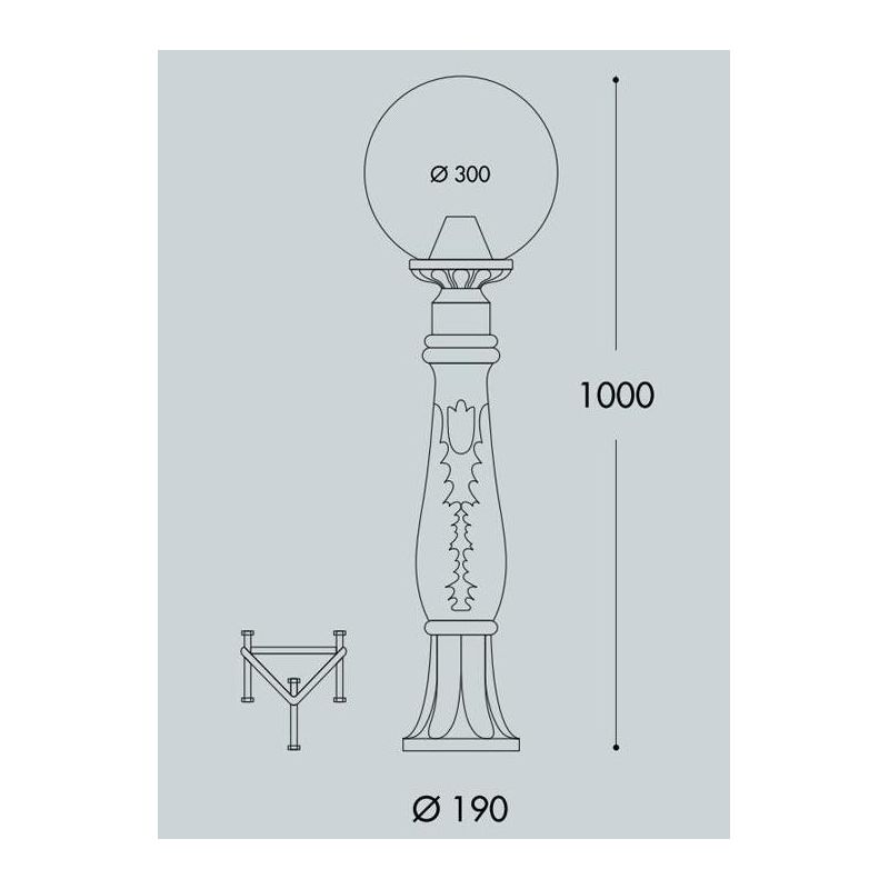 IAFET R G300 PALO DA GIARDINO CLASSICO IN RESINA NERA ALTEZZA CM 100 IP65 MADE IN ITALY FUMAGALLI