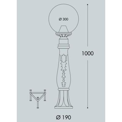 IAFET R G300 PALO DA GIARDINO CLASSICO IN RESINA NERA ALTEZZA CM 100 IP65 MADE IN ITALY FUMAGALLI