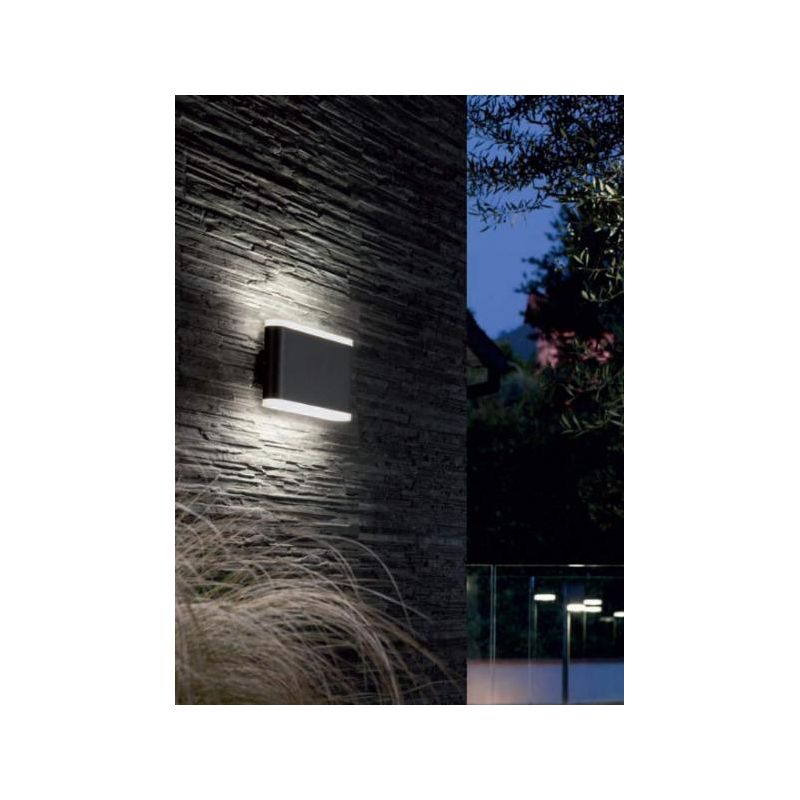 WAVE APPLIQUE IN ALLUMINIO ANTRACITE A LED INTEGRATO SOSTITUIBILE 14W IP54 Sovil - Cristalensi Shop Online