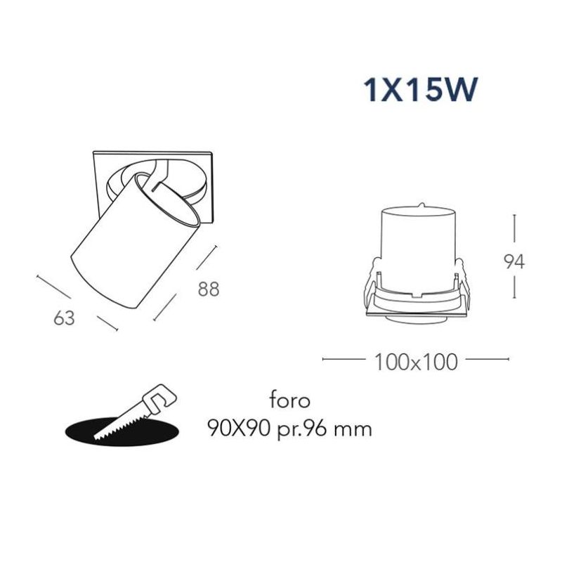 OUTSIDER FARETTO A 1,2 O 3 LUCI CON LED 15W-30W-45W INTEGRATO LUCE 3000K O 4000K MODERNO 3 MISURE