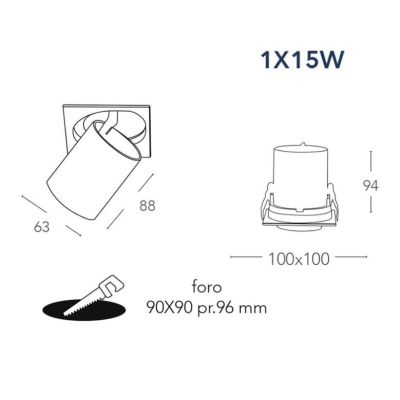 OUTSIDER FARETTO A 1,2 O 3 LUCI CON LED 15W-30W-45W INTEGRATO LUCE 3000K O 4000K MODERNO 3 MISURE