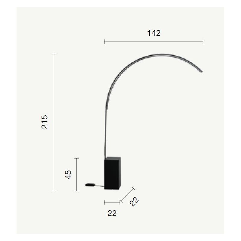 BIBLIO PIANTANA AD ARCO IN METALLO ORO O NERO LED 33W LUCE 3000K DIMMERABILE SPESSORE CM 142 MODERNA ONDALUCE CICIRIELLO - Crist