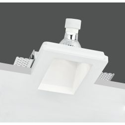 GHOST FARETTO DA INCASSO OBLIQUO IN GESSO BIANCO VERNICIABILE CON LAMPADINA ATTACCO GU10 2