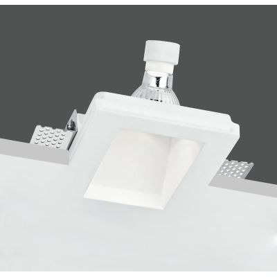 GHOST FARETTO DA INCASSO OBLIQUO IN GESSO BIANCO VERNICIABILE CON LAMPADINA ATTACCO GU10