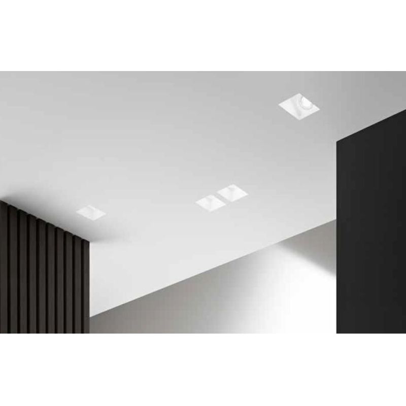 GHOST FARETTO DA INCASSO OBLIQUO IN GESSO BIANCO VERNICIABILE CON LAMPADINA ATTACCO GU10