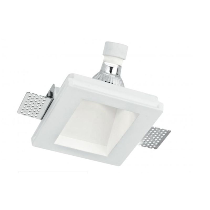 GHOST FARETTO DA INCASSO OBLIQUO IN GESSO BIANCO VERNICIABILE CON LAMPADINA ATTACCO GU10