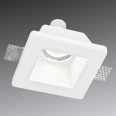 GHOST FARETTO DA INCASSO QUADRATO IN GESSO BIANCO VERNICIABILE CON LAMPADINA ATTACCO GU10
