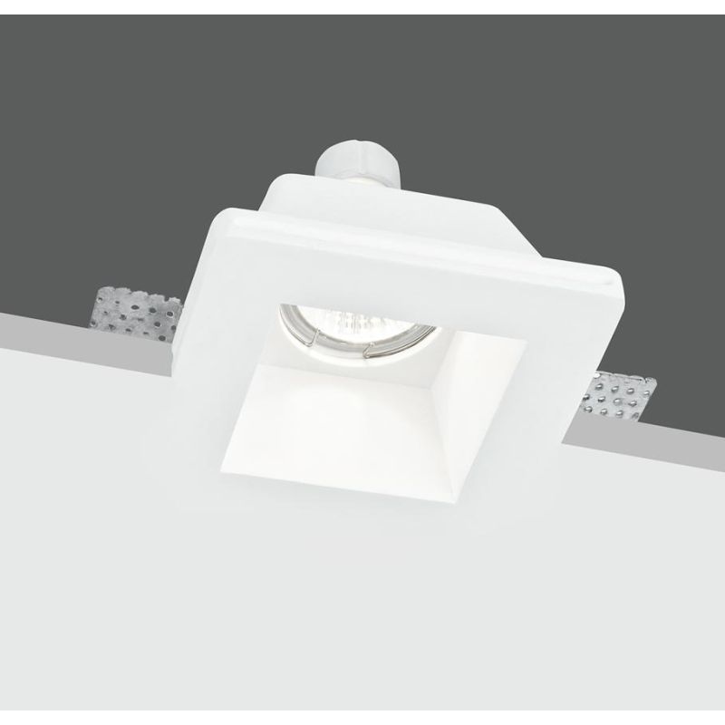 GHOST FARETTO DA INCASSO QUADRATO IN GESSO BIANCO VERNICIABILE CON LAMPADINA ATTACCO GU10