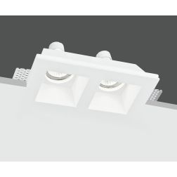 GHOST FARETTO DA INCASSO A 2 LUCI IN GESSO BIANCO VERNICIABILE RETTANGOLARE CON LAMPADINE ATTACCO GU10 2