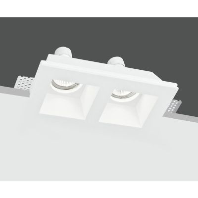 GHOST FARETTO DA INCASSO A 2 LUCI IN GESSO BIANCO VERNICIABILE RETTANGOLARE CON LAMPADINE ATTACCO GU10