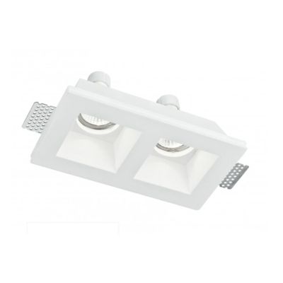 GHOST FARETTO DA INCASSO A 2 LUCI IN GESSO BIANCO VERNICIABILE RETTANGOLARE CON LAMPADINE ATTACCO GU10