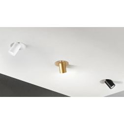 FARETTO DA INCASSO IN GESSO VERNICIABILE CON CILINDRO ORIENTABILE ORO,NERO O BIANCO