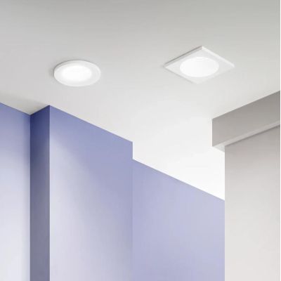 INCASSO ROTONDO O QUADRATO IN GESSO VERNICIABILE MODERNO CON LAMPADINA ATTACCO GU10