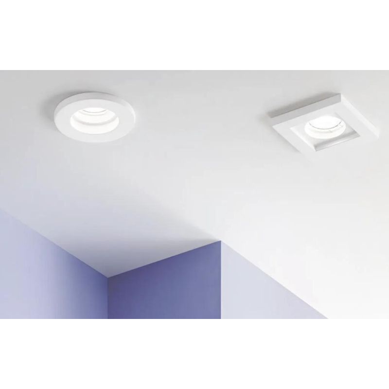 PHANTOM INCASSO ROTONDO O QUADRATO IN GESSO VERNICIABILE MODERNO CON LAMPADINA ATTACCO GU10