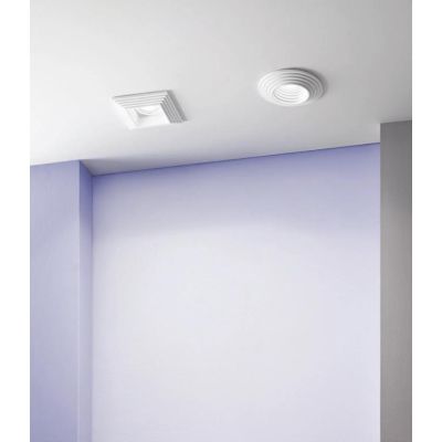 SPETTRO INCASSO CON SCALINI ROTONDO O QUADRATO IN GESSO VERNICIABILE MODERNO CON LAMPADINA ATTACCO GU10