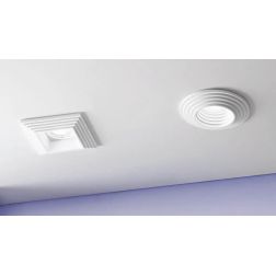 SPETTRO INCASSO CON SCALINI ROTONDO O QUADRATO IN GESSO VERNICIABILE MODERNO CON LAMPADINA ATTACCO GU10