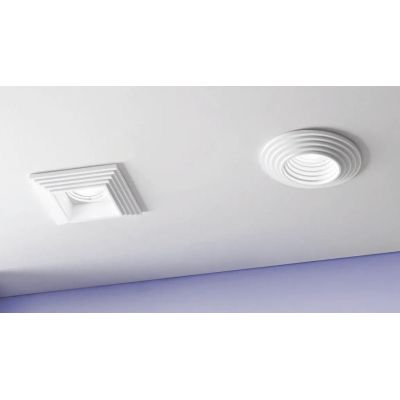 SPETTRO INCASSO CON SCALINI ROTONDO O QUADRATO IN GESSO VERNICIABILE MODERNO CON LAMPADINA ATTACCO GU10