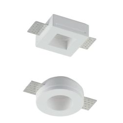 INCASSO ROTONDO O QUADRATO IN GESSO VERNICIABILE MODERNO CON LAMPADINA MINI GU10