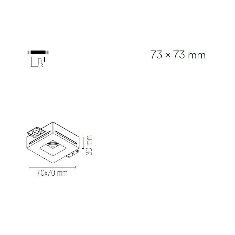 INCASSO ROTONDO O QUADRATO IN GESSO VERNICIABILE MODERNO CON LAMPADINA MINI GU10