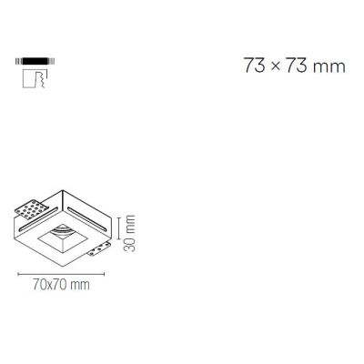 INCASSO ROTONDO O QUADRATO IN GESSO VERNICIABILE MODERNO CON LAMPADINA MINI GU10