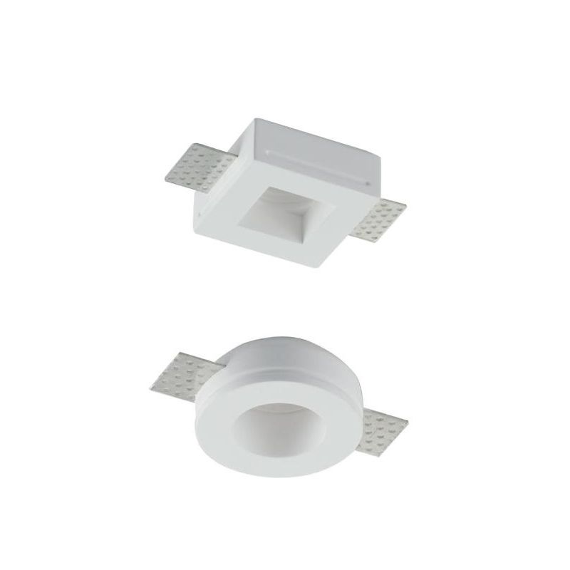 INCASSO ROTONDO O QUADRATO IN GESSO VERNICIABILE MODERNO CON LAMPADINA MINI GU10