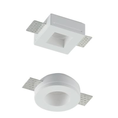 INCASSO ROTONDO O QUADRATO IN GESSO VERNICIABILE MODERNO CON LAMPADINA MINI GU10
