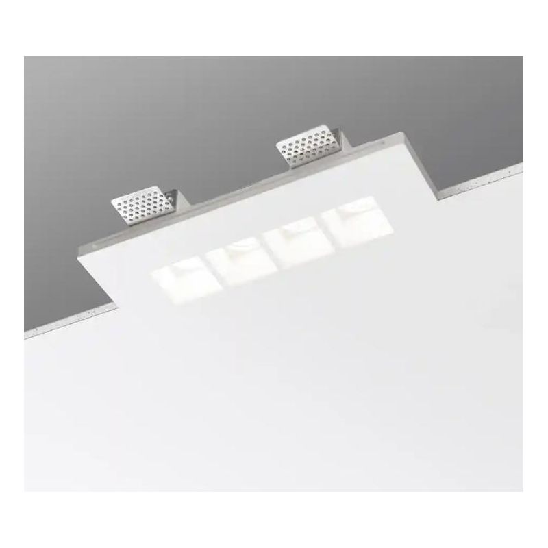 HIVE INCASSO RETTANGOLARE A 4 LUCI IN GESSO VERNICIABILE MODERNO CON LAMPADINE MINI GU10