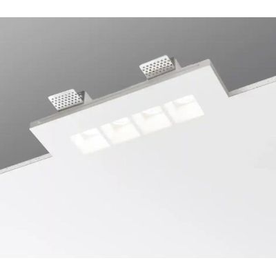 HIVE INCASSO RETTANGOLARE A 4 LUCI IN GESSO VERNICIABILE MODERNO CON LAMPADINE MINI GU10
