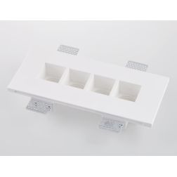 HIVE INCASSO RETTANGOLARE A 4 LUCI IN GESSO VERNICIABILE MODERNO CON LAMPADINE MINI GU10
