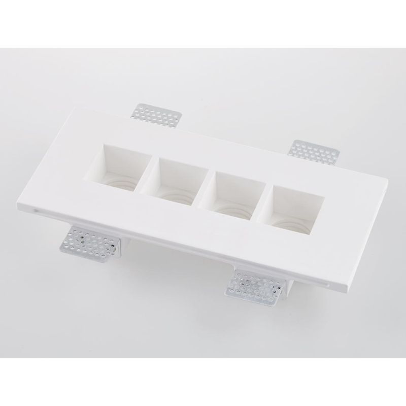 HIVE INCASSO RETTANGOLARE A 4 LUCI IN GESSO VERNICIABILE MODERNO CON LAMPADINE MINI GU10