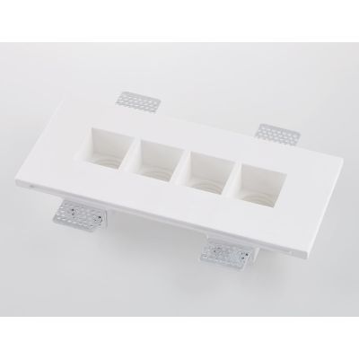 HIVE INCASSO RETTANGOLARE A 4 LUCI IN GESSO VERNICIABILE MODERNO CON LAMPADINE MINI GU10