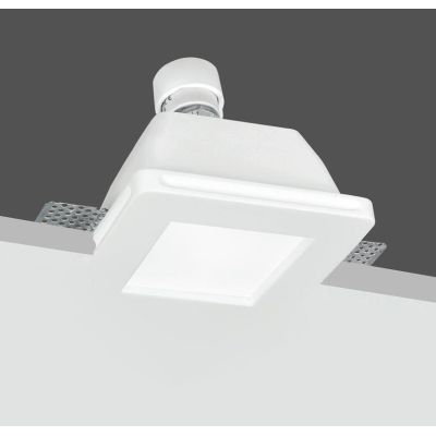 SNOW INCASSO IN GESSO ROTONDO O QUADRATO VERNICIABILE DIFFUSORE IN VETRO CON LAMPADINA ATTACCO GU10