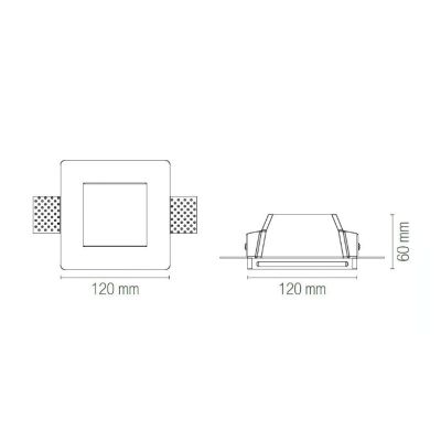 SNOW INCASSO IN GESSO ROTONDO O QUADRATO VERNICIABILE DIFFUSORE IN VETRO CON LAMPADINA ATTACCO GU10