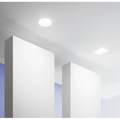 SNOW INCASSO IN GESSO ROTONDO O QUADRATO VERNICIABILE DIFFUSORE IN VETRO CON LAMPADINA ATTACCO GU10